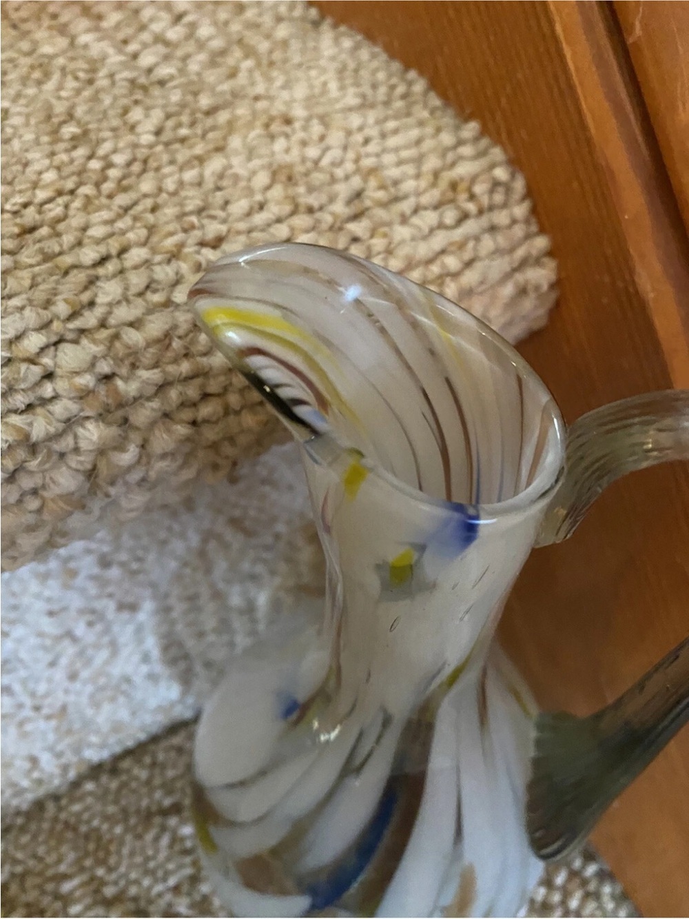 Vintage Swirled Murrhina Art Blown Glass Vase Pitcher EUC!! - Picture 4 of 10